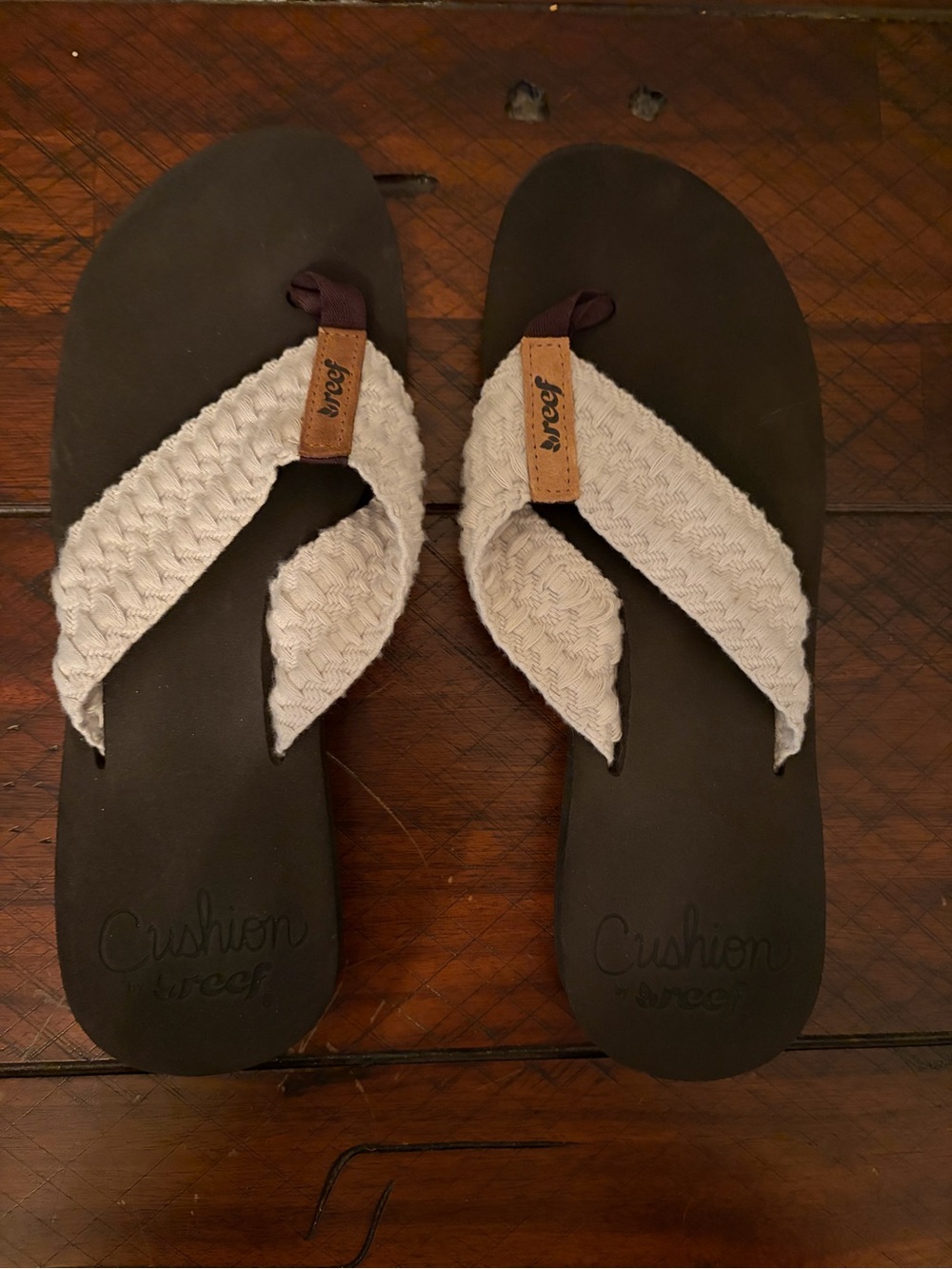 Reef Women’s Sandals - Cream Straps with Dark Brown Footbed